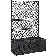 SHUMEE Elevated flower bed with trellises 3 flowerpots 83x30x130cm polyrattan black - Raised Garden Bed