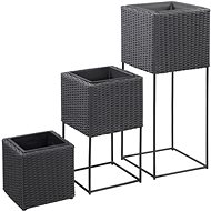 SHUMEE Garden raised flower beds 3 pcs polyratan black - Raised Garden Bed