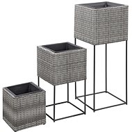 SHUMEE Garden raised flower beds 3 pcs polyratan gray - Raised Garden Bed