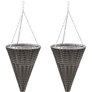 SHUMEE Hanging flower baskets 2 pcs polyratan gray - Raised Garden Bed