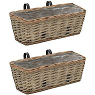 SHUMEE Flower Pot for Balcony 2 pcs Wicker with PE Lining 40cm - Flower Pot
