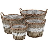 SHUMEE Raised flower bed 4 pcs wicker with PE lining - Raised Garden Bed
