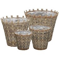 SHUMEE Raised flower bed 4 pcs wicker with PE lining - Raised Garden Bed