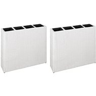 SHUMEE Garden raised flower bed with 4 pots 2 pcs white polyrattan - Raised Garden Bed