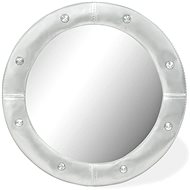 Artificial Leather Wall Mirror 60cm Shiny Silver - Mirror