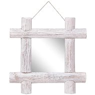 Log Mirror White 50 x 50cm Solid Recycled Wood - Mirror