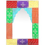 Hand Painted Mirror 40 x 55cm Solid Mango Wood - Mirror