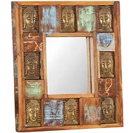 Mirror with Reliefs of Buddha 50 x 50cm Solid Recycled Wood - Mirror