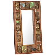 Mirror with Reliefs of Buddha 50 x 80cm Solid Recycled Wood - Mirror