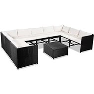 10-Piece Polyrattan Garden Sofa Set with Cushions, Black 44190 44190 - Garden Furniture