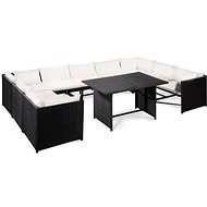 10-Piece Polyrattan Garden Sofa Set with Cushions, Black 44193 44193 - Garden Furniture