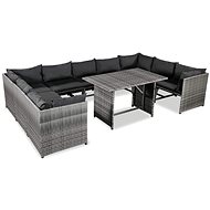 10-Piece Polyrattan Garden Sofa Set with Cushions, Grey 44201 44201 - Garden Furniture