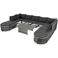 10-Piece Polyrattan Garden Sofa Set with Cushions, Grey, 44202 44202 - Garden Furniture