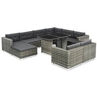 10-Piece Polyrattan Garden Sofa Set with Cushions, Grey 44426 44426 - Garden Furniture