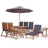 10-Piece Solid Acacia Garden Dining Set with Cushions, Grey 47279 47279 - Garden Furniture
