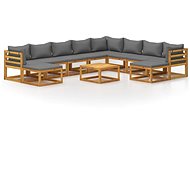 11-Piece Solid Acacia Garden Dining Set with Cushions 3057617 - Garden Furniture