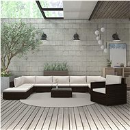 11-Piece Polyrattan Garden Sofa Set with Cushions, Brown 46789 - Garden Furniture