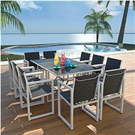 11-Piece Aluminium Garden Dining Set, Black 42802 - Garden Furniture
