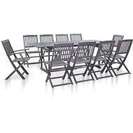 11-Piece Solid Acacia Garden Dining Set, Grey 46329 - Garden Furniture