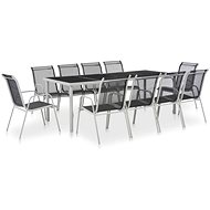 11-Piece Garden Dining Set, Steel and Textile, Black 44706 - Garden Furniture