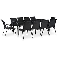 11-Piece Steel Garden Dining Set, Black 44707 44707 - Garden Furniture