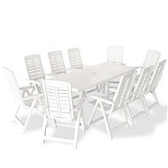 11-Piece Plastic Garden Dining Set, White 274802 274802 - Garden Furniture
