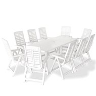 11-Piece Plastic Garden Dining Set, White 275077 - Garden Furniture