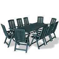 11-Piece Plastic Garden Dining Set, Green 275082 - Garden Furniture