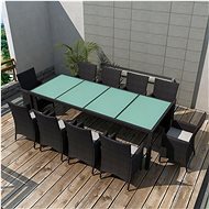 11-Piece Polyrattan Garden Dining Set with Cushions, Black 42570 - Garden Furniture