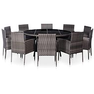 11-Piece Polyrattan Garden Dining Set with Cushions, Grey 43918 - Garden Furniture