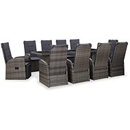 11-piece Garden Dining Set with Pillows Grey Polyrattan 46055 46055 - Garden Furniture