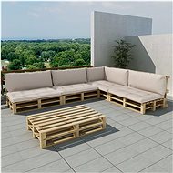 15-Piece Garden Sofa Set from Pallets, Sandy White 271776 271776 - Garden Furniture