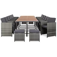 17-Piece Polyrattan Garden Dining Set with Cushions, Anthracite 46433 46433 - Garden Furniture