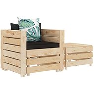 2-Piece Wooden Garden Sofa Set with Patterned Cushion 3051848 3051848 - Garden Furniture