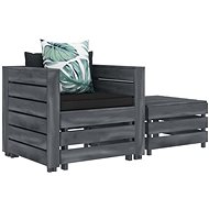 2-Piece Wooden Garden Sofa Set with Patterned Cushion 3052124 3052124 - Garden Furniture