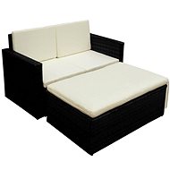 2-Piece Polyrattan Garden Sofa Set with Cushions, Black 42734 42734 - Garden Furniture