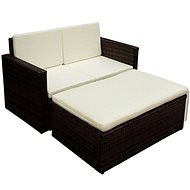 2-Piece Polyrattan Garden Sofa Set with Cushions, Brown 42733 42733 - Garden Furniture