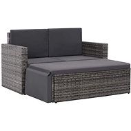 2-Piece Polyrattan Garden Sofa Set with Cushions, Grey 44422 44422 - Garden Furniture