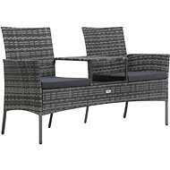 2 seater garden sofa and tea table polyratan anthracite 47751 47751 - Garden Furniture