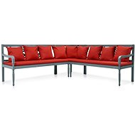 3-piece garden sofa solid acacia gray-red 43697 43697 - Garden Furniture