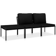 3-piece garden sofa with cushions black PVC 48593 48593 - Garden Furniture