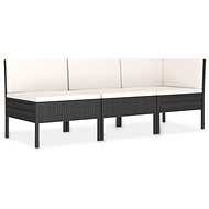 3-piece garden sofa with cushions polyratan black 310202 310202 - Garden Furniture