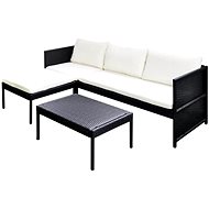 3-piece garden sofa with cushions polyrattan black 41382 41382 - Garden Furniture