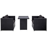3-piece garden sofa with cushions polyratt black 46397 46397 - Garden Furniture