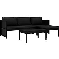 3-piece garden sofa with cushions polyrattan black 47400 47400 - Garden Furniture