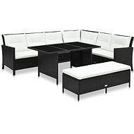3-piece garden sofa with cushions polyrattan black 48154 48154 - Garden Furniture