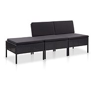 3-piece garden sofa with cushions polyratan black 48957 48957 - Garden Furniture