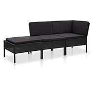 3-piece garden sofa with cushions polyratan black 48961 48961 - Garden Furniture