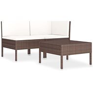 3-piece garden sofa with cushions polyratt brown 310185 310185 - Garden Furniture