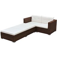 3-piece garden sofa with cushions polyratt brown 42747 42747 - Garden Furniture
